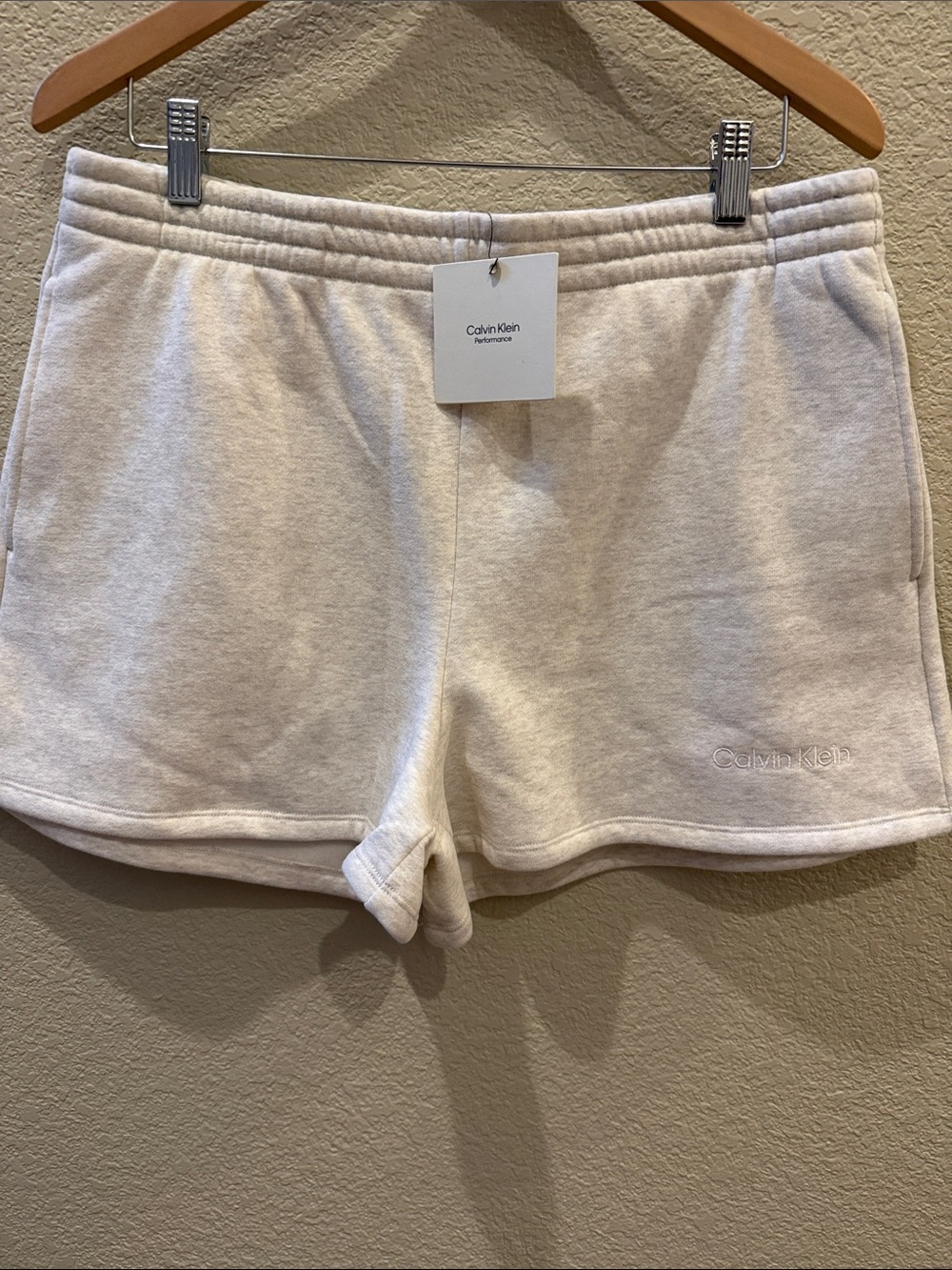 NWT Calvin Klein Performance Cotton Blend/Fleece Feel Elastic Waist Shorts,Large